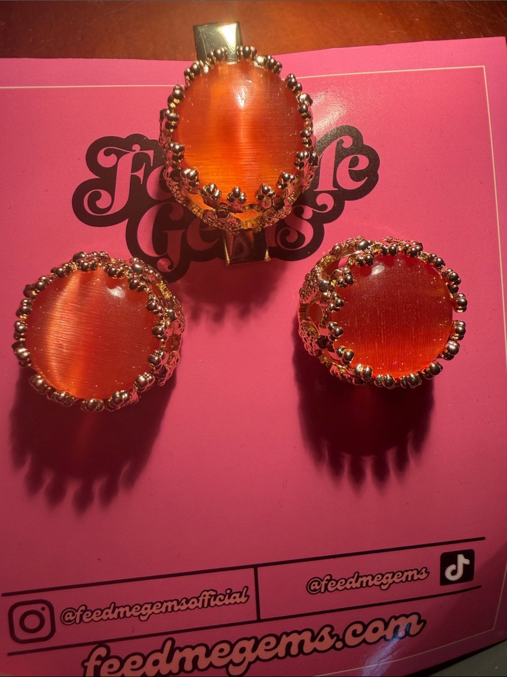 NEW Feed Me Gems Apricot Crown Jewel Set - Earrings and Hair Candy